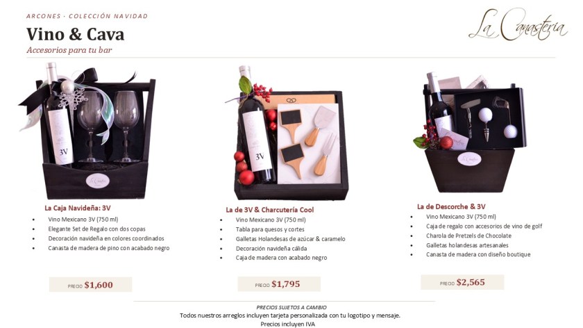 Arcones navideños con accesorios de vino o artículos para el bar o cava 