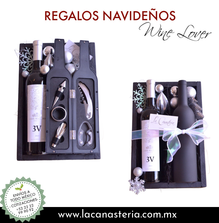 Arcones navideños con accesorios para vino útiles