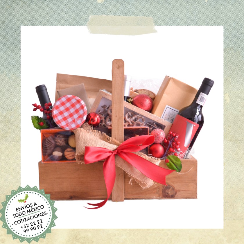 Arcones navideños finos para empresas de La Canastería con vino y productos gourmet