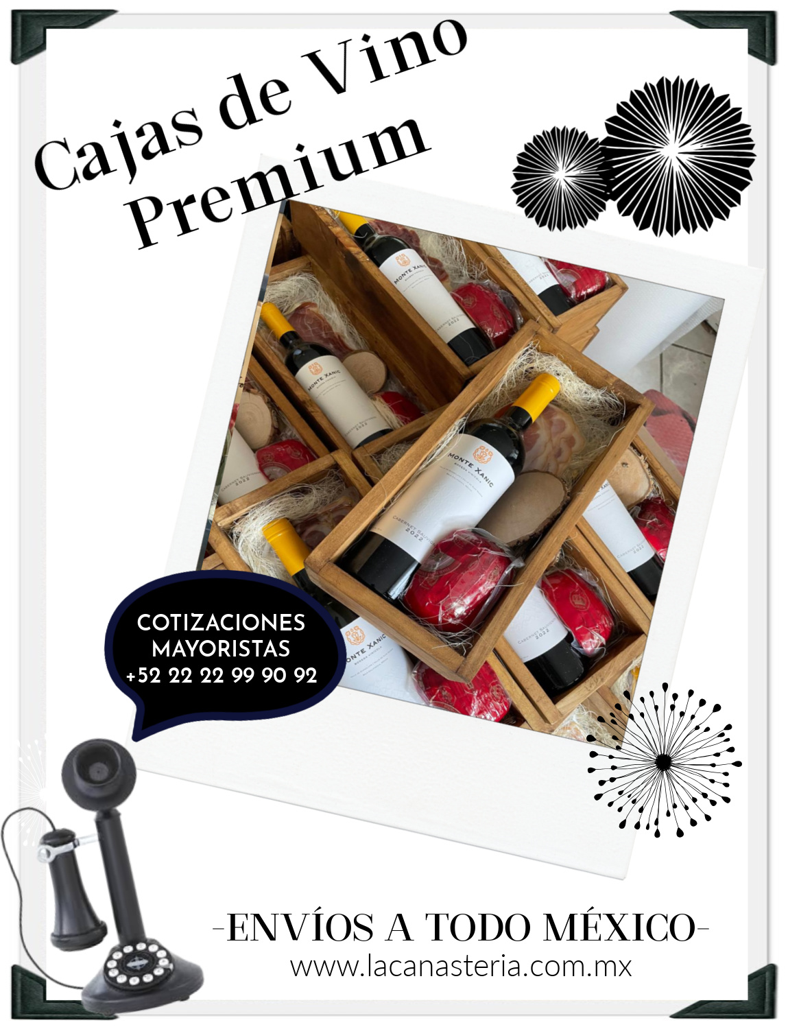 Cajas de regalo con arreglos de vino y envíos a todo México