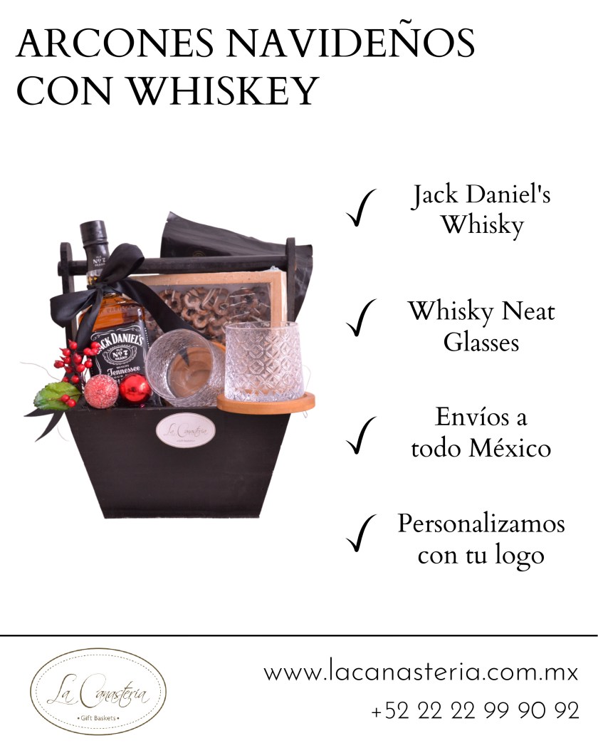 Arcones y canastas navideñas con whisky