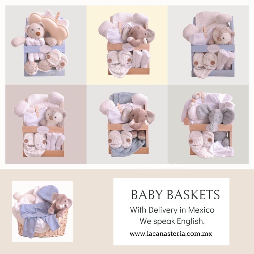 Cajas y canastas de regalo para nacimiento de niño bebé con entrega a domicilio en todo Mexico