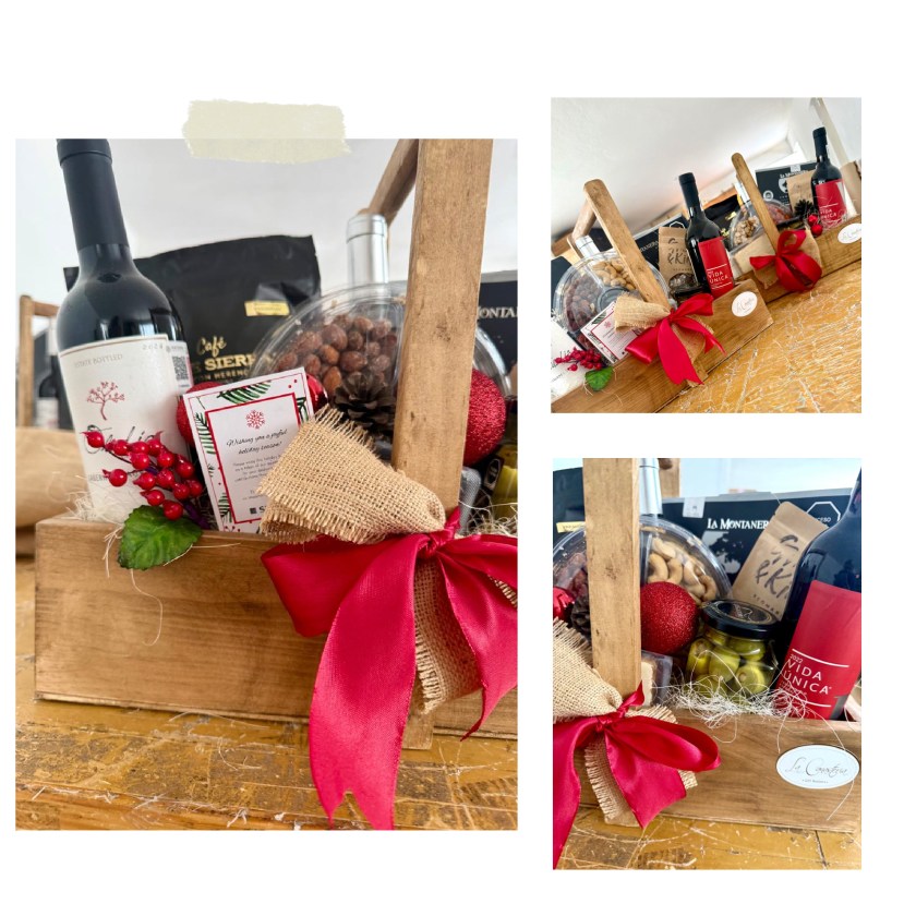 Canastas navideñas gourmet de la canastería con diseño vintage