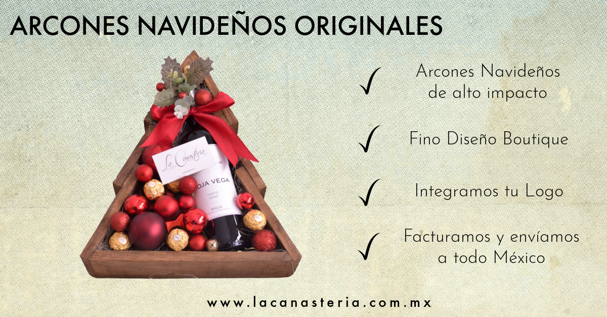 Arreglo de vino navideño para regalos en empresas