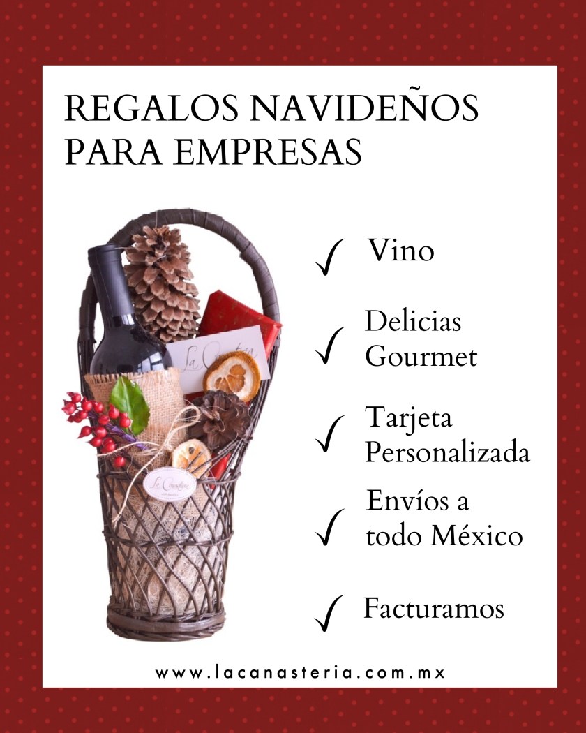 Vinera Navideña con arreglo de vino y chocolate gourmet con tarjeta personalizada