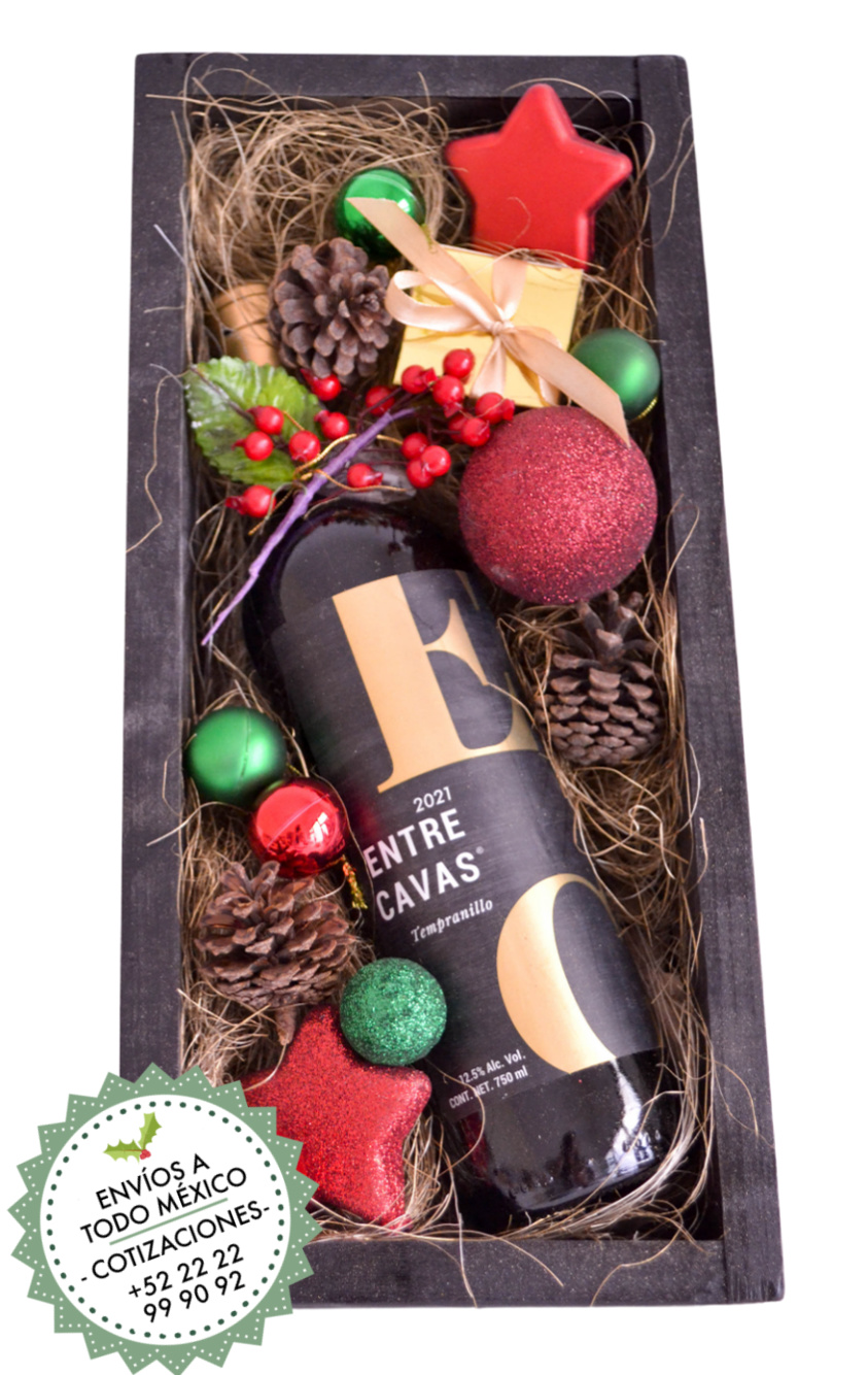 Arreglos de vino decorados para regalos navideños