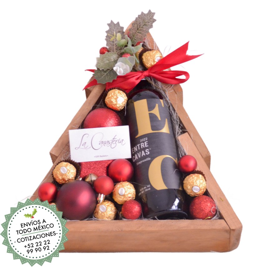Cajas de regalo navideñas con vino para regalos en empresas con envió a todo México