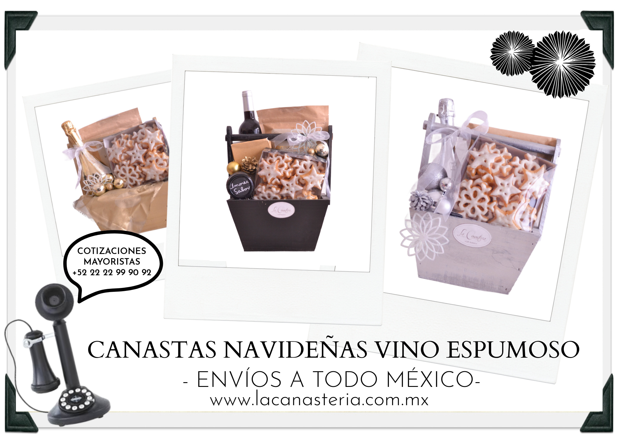 Canastas navideñas para empresas con vino espumoso bottega silver
