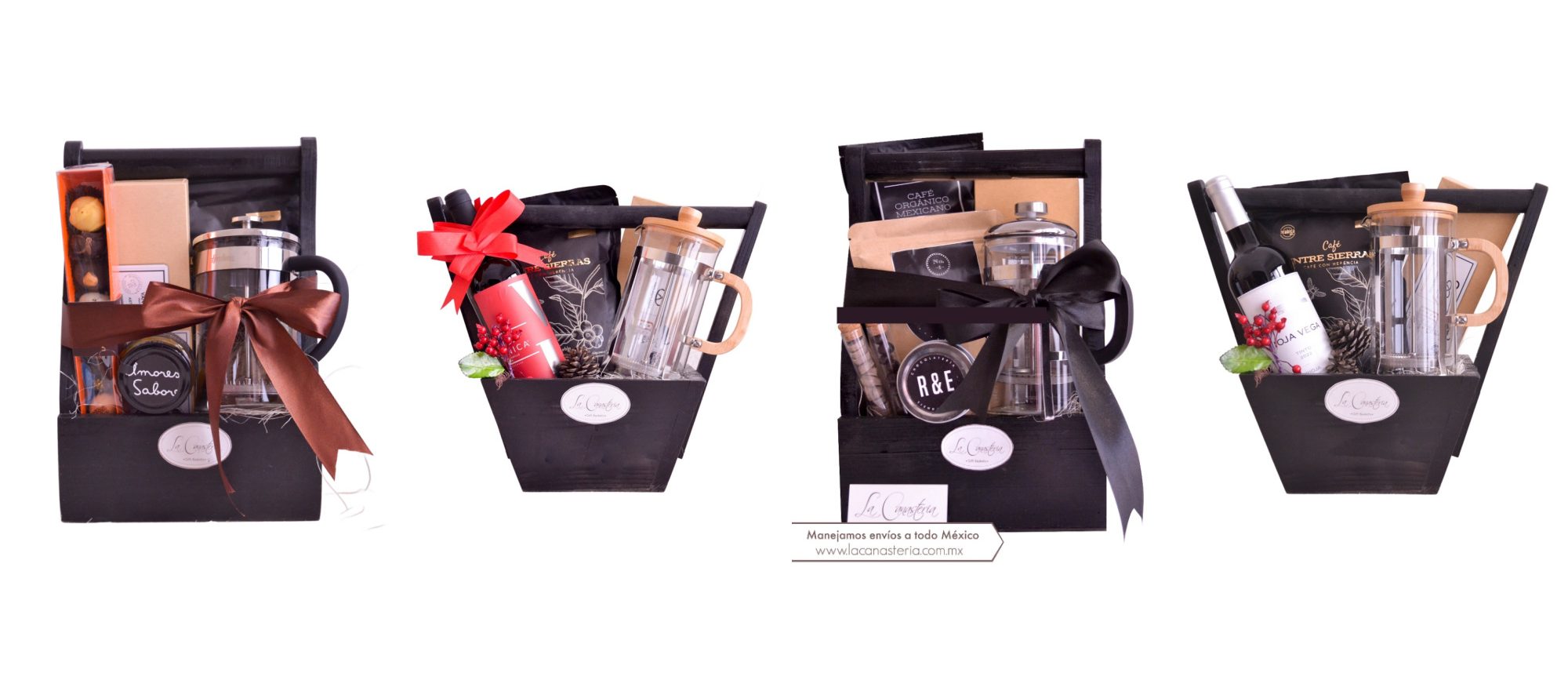Arcones navideños con prensa francesa kit de café para empresas