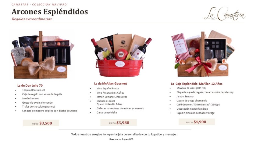 Canastas y arcones navideños de lujo con botellas finas para empresas 